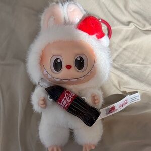 Authentic Labubu- Coca-Cola White Plush with Red Accents